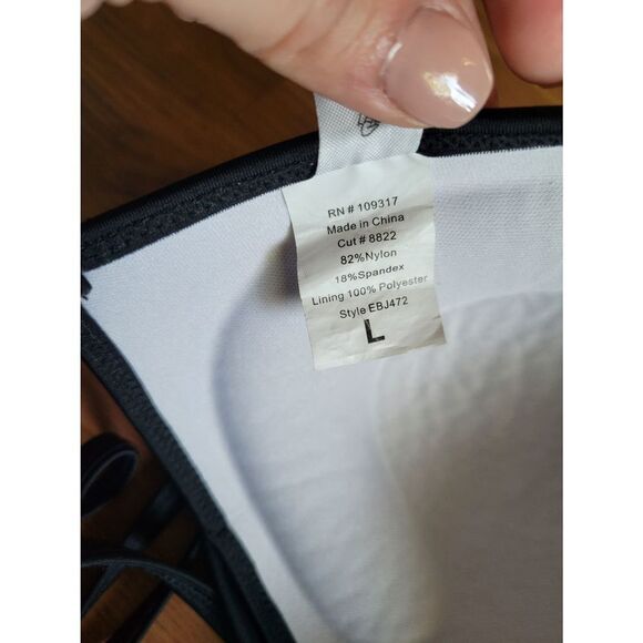 Women's Sunset Bikini Top Bow‎ Tie Black and White Stripes Size Large - Picture 3 of 4